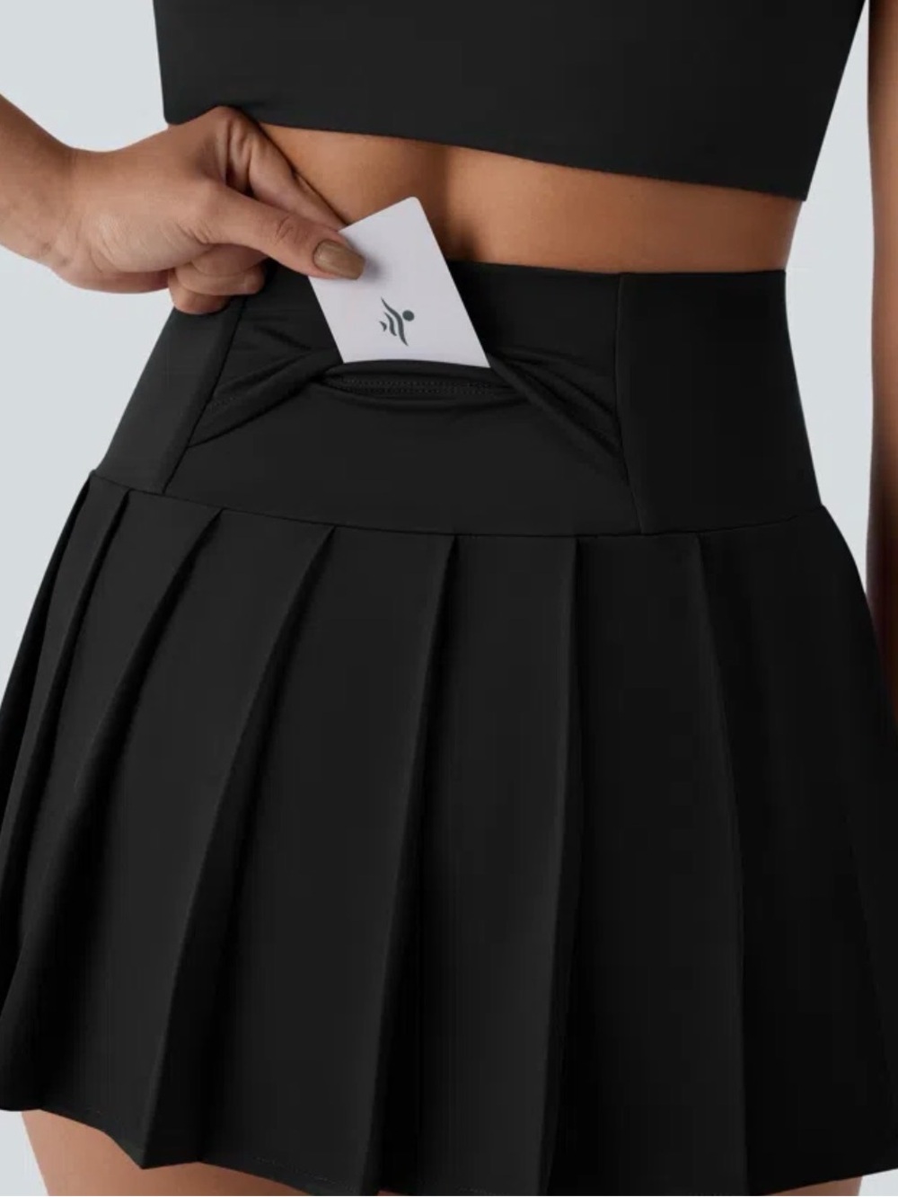 Halara Breezeful High Waisted Pleated 2-in-1 Asymmetric Hem Mini Skirt Large - Picture 4 of 11